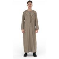 Infinity Leather Men's Eid Moroccan Thobe Robe Djellaba Ramadan Eid Jubba- HM10 in Beige | Size: 52L