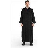 Infinity Leather Men's Hooded Eid Moroccan Jubba Robe Ramadan Eid Thobe - HM12 in Black | Size: 54L