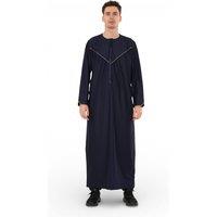 Infinity Leather Men's Ramadan Moroccan Jubba Robe Djellaba Eid Kaftan Thobe - TT-007 in Navy | Size: 52L