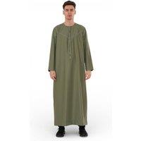 Infinity Leather Men's Ramadan Eid Moroccan Jubba Robe Kaftan Djellaba Thobe - TT-008 in Olive | Size: 56L