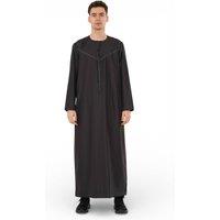 Infinity Leather Men's Ramadan Eid Moroccan Jubba Robe Kaftan Djellaba Thobe - TT-008 in Charcoal | Size: 60L