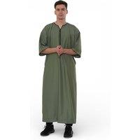 Infinity Leather Men's Ramadan Moroccan Gandoura Thobe Robe Djellaba Eid Jubba- TT-006 in Olive | Size: 56L