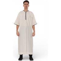 Infinity Leather Men's Ramadan Moroccan Gandoura Thobe Robe Djellaba Eid Jubba- TT-006 in Cream | Size: 56L