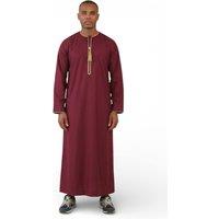 Infinity Leather Men's Ramadan Moroccan Thobe Robe Emirati Eid Jubba- TT-003 in Burgundy | Size: 52L