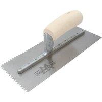 Marshalltown M701S Notched Trowel V 3/16In Wooden Handle 11 X 4.1/2In in Silver