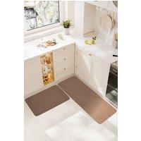 Living and Home Rectangular Non-Slip Kitchen Floor Mat in Brown | Size: 45 cm x 120 cm