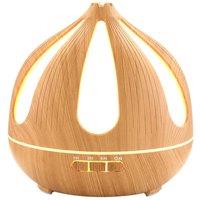 Living and Home 500ml Onion-Shaped Wood Grain Ultrasonic Essential Oil Diffuser in Natural
