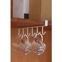 Living and Home Cups Storage 6 Hooks Kitchen Utensil Hanging Hook Rack Holder Under Cabinet Closet in White