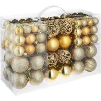 tectake Christmas Baubles - Set Of 100 In Gold, 3, 4 & 6 Cm Diameters in Gold