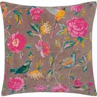 Wylder Aviary 100% Cotton Velvet Cushion in Dusty Pink | Size: 50 cm x 50 cm