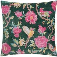 Wylder Aviary 100% Cotton Velvet Cushion in Dark Green | Size: 50 cm x 50 cm