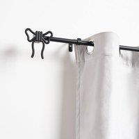 OHS Curtain Pole Extendable 16mm Metal Finnials Bow End Rod 120-220cm in Black | Size: 220 cm