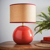 K LIVING Lata Red Round Glossy Ceramic Table Lamp