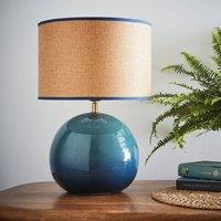 K LIVING Lata Blue Round Glossy Ceramic Table Lamp