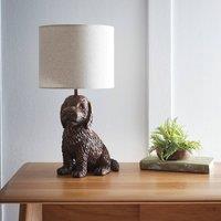 K LIVING Puppy Red Copper Raisin Table Lamp with Linen Shade in Bronze