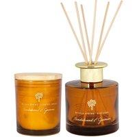 Nicola Spring Sandalwood & Jasmine Candle & Diffuser Set - 130g Jar + 200ml Diffuser in Orange