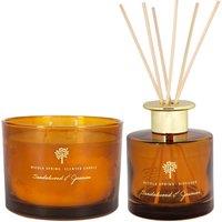 Nicola Spring Sandalwood & Jasmine Candle & Diffuser Set - 350g Jar + 200ml Diffuser in Orange