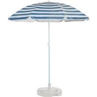 Harbour Housewares Metal Beach Parasol & Base Set 1.74 x 1.93m in White