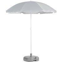 Harbour Housewares Metal Beach Parasol & Base Set 1.74 x 1.93m in Grey