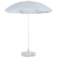 Harbour Housewares Metal Beach Parasol & Base Set 1.74 x 1.93m in Light Grey