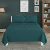Snug City Easy Care Flat Bed Sheet Polycotton Durable Low Maintenance Bedding in Teal | Size: Double
