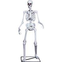 Samuel Alexander 5ft Full Body Halloween Skeleton with Posable Joints & Red LED Eyes in Grey