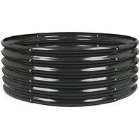 Harbour Housewares Raised Garden Bed - Round Bottomless Galvanised Steel Planter 120 x 45cm in Black | Size: 120 x 45 cm