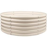 Harbour Housewares Raised Garden Bed - Round Bottomless Galvanised Steel Planter 120 x 45cm in Ivory | Size: 120 x 45 cm