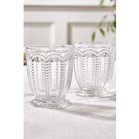 Dibor Set of 2 Vintage Luxury Spring Summer Clear Embossed Short Drinking Glass Whiskey Glass Tumblers Wine Goblets Wedding Gift 340ml | Size: 2 Pack