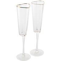 Amore by Juliana Set of 2 Heart Shaped Flute Glasses in Clear