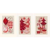 Vervaco Counted Cross Stitch Kit: Cards: Christmas Motif: Set of 3