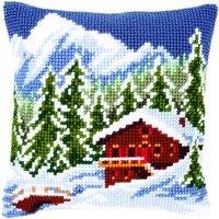 Vervaco CUSHION SNOW L/SCAPE - Cross Stitch Kit: Cushion: Snow Landscape in Blue