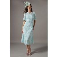 Coast Women's Lace Midi Dress With Bow Belt in Sage | Size: 8