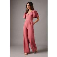 Coast Women's Flutter Sleeve Plunge Jumpsuit in Rose | Size: 12