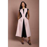 Coast Women's Petite Crepe colour Block Midi Dress in Blush | Size: 6