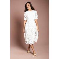 Coast Women's Short Sleeve Lace Midi Dress in Ivory | Size: 16