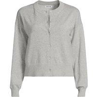 Lands' End Women's Plus Fine Gauge Cropped Cotton Cardigan in Grey | Size: 28-30