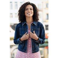Yumi Women's Blue Stretch Denim Jacket With Pocket Detail | Size: 10