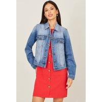 Yumi Women's Blue Stretch Washed Denim Jacket | Size: 12