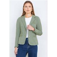 Yumi Women's Green Stretch Cotton Blazer in Khaki | Size: 10