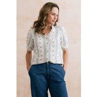 Lily & Me Women's Wren Frill Blouse in Ecru | Size: 12