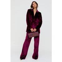 Lily and Lionel Women's Valerie Straight Leg Velvet Trouser In Burgundy | Size: 12