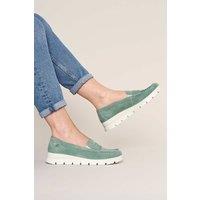 Moshulu Women's 'Shearwater' Casual Moccasin Loafer Trainers in Light Green | Size: 6.5