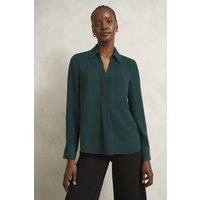 Hobbs London Women's Marie Blouse in Bottle Green | Size: 22