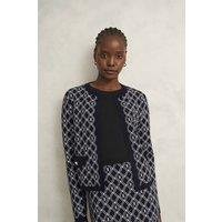 Hobbs London Women's Perrie Knitted Jacket in Dark Navy | Size: Small