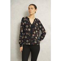 Hobbs London Women's Zelia Botanical Print Blouse in Black | Size: Medium