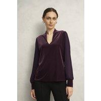 Hobbs London Women's Aimee Velvet Top in Aubergine | Size: Small