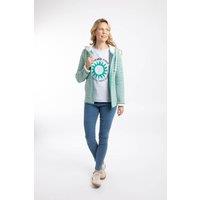 Weird Fish Women's Fisher Full Zip Stripe Macaroni Hoodie in Light Green | Size: 16