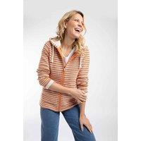 Weird Fish Women's Fisher Full Zip Stripe Macaroni Hoodie in Pale Orange | Size: 10