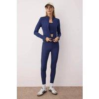 WOVCOR Women's Square Neck Longline Scuba Sports Bra in Navy | Size: Small